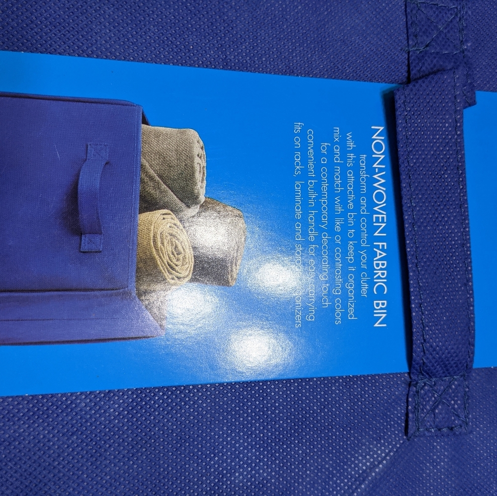 4 New collapsible blue fabric bins